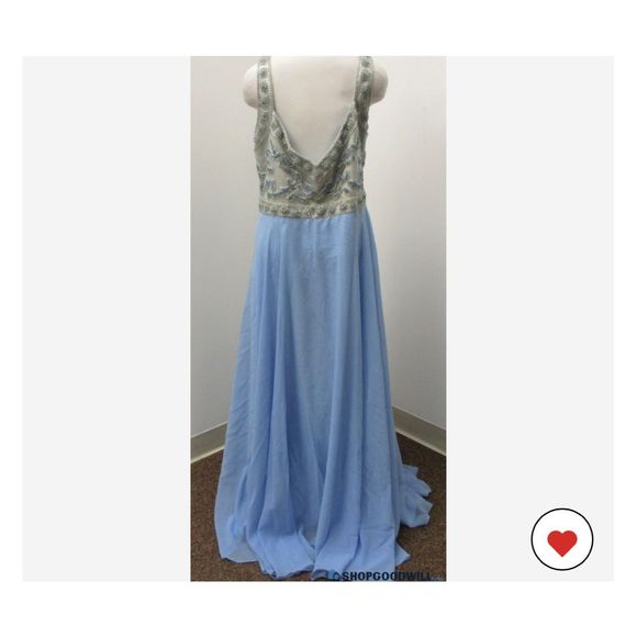 NWT Size 24 LUCCI LU Blue/Silver Beaded & Rhinestone Bodice Ball Gown - Picture 6 of 6